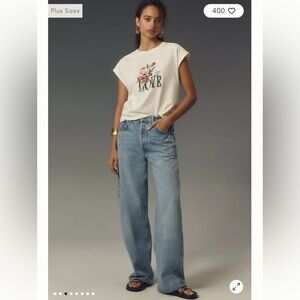 Anthropologie Love Graphic Muscle Tee/ woman’s L/ cotton/ romantic charm❤️